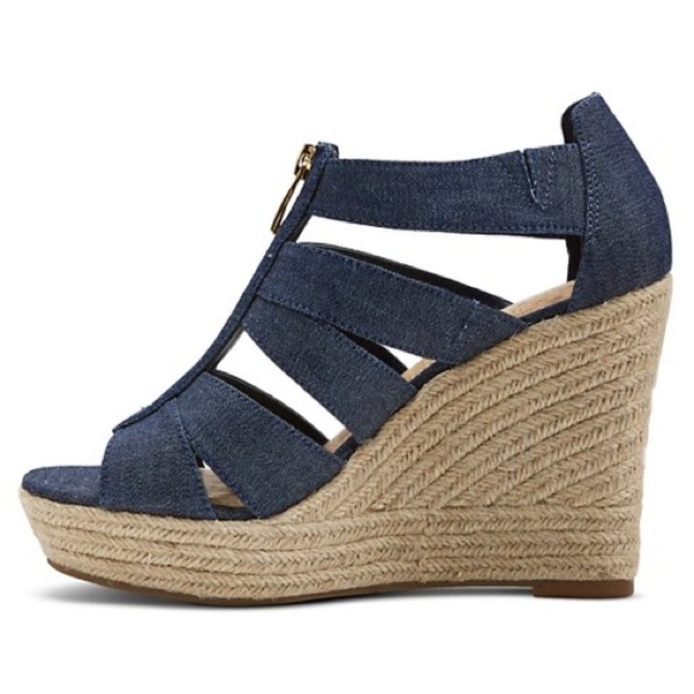 Merona Denim Platform Espadrille Wedge Sandal, 9
